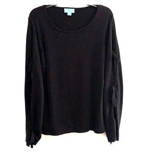 Cece black sweater with cut out sleeves
